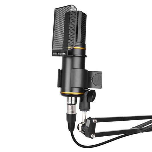 Professional studio condenser microphone with desktop stand and foldable metal arms noise reduction high-fidelity sound perfect for singing, recording, podcasting, streaming, gaming