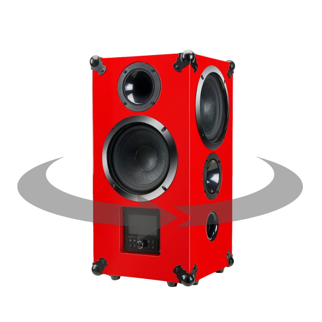 Red speaker on a white background diodiy heartbeat speaker surround sound