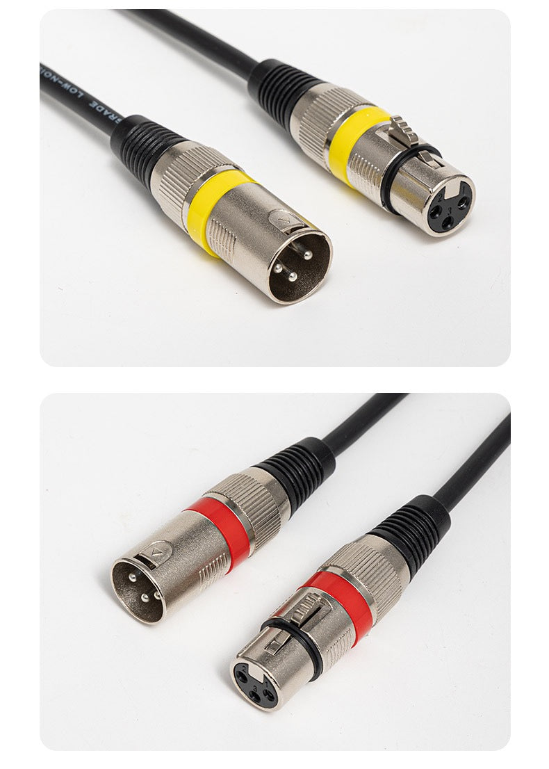 Set of audio cables with color-coded connectors on a white background; DIODIY XLR 3-pin male to female professional cables