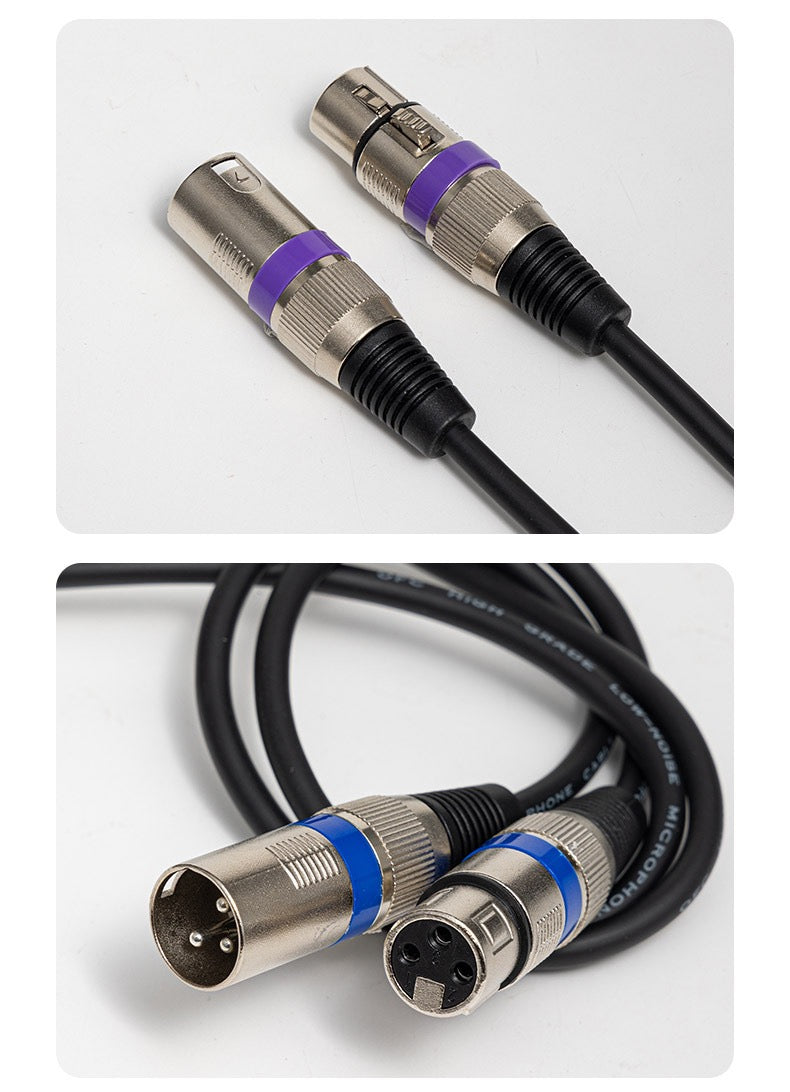 Set of audio cables with color-coded connectors on a white background; DIODIY XLR 3-pin male to female professional cables