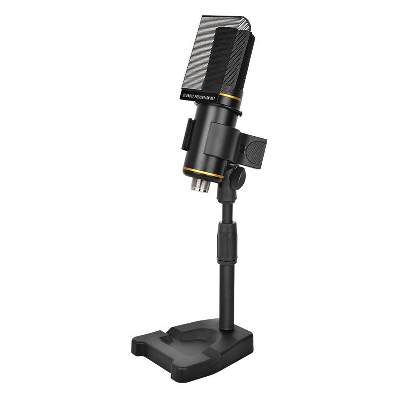 Professional studio condenser microphone with desktop stand and foldable metal arms noise reduction high-fidelity sound perfect for singing, recording, podcasting, streaming, gaming