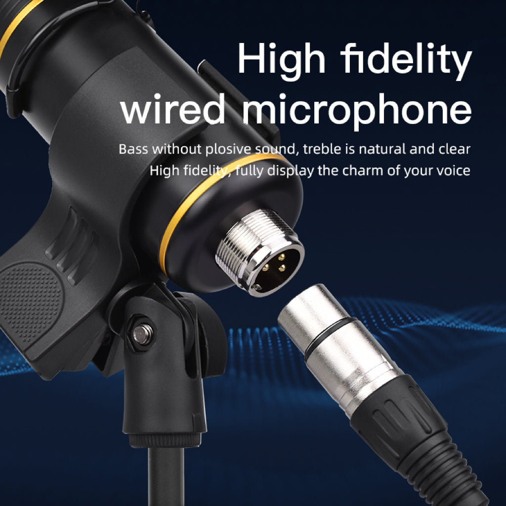 Professional studio condenser microphone with desktop stand and foldable metal arms noise reduction high-fidelity sound perfect for singing, recording, podcasting, streaming, gaming