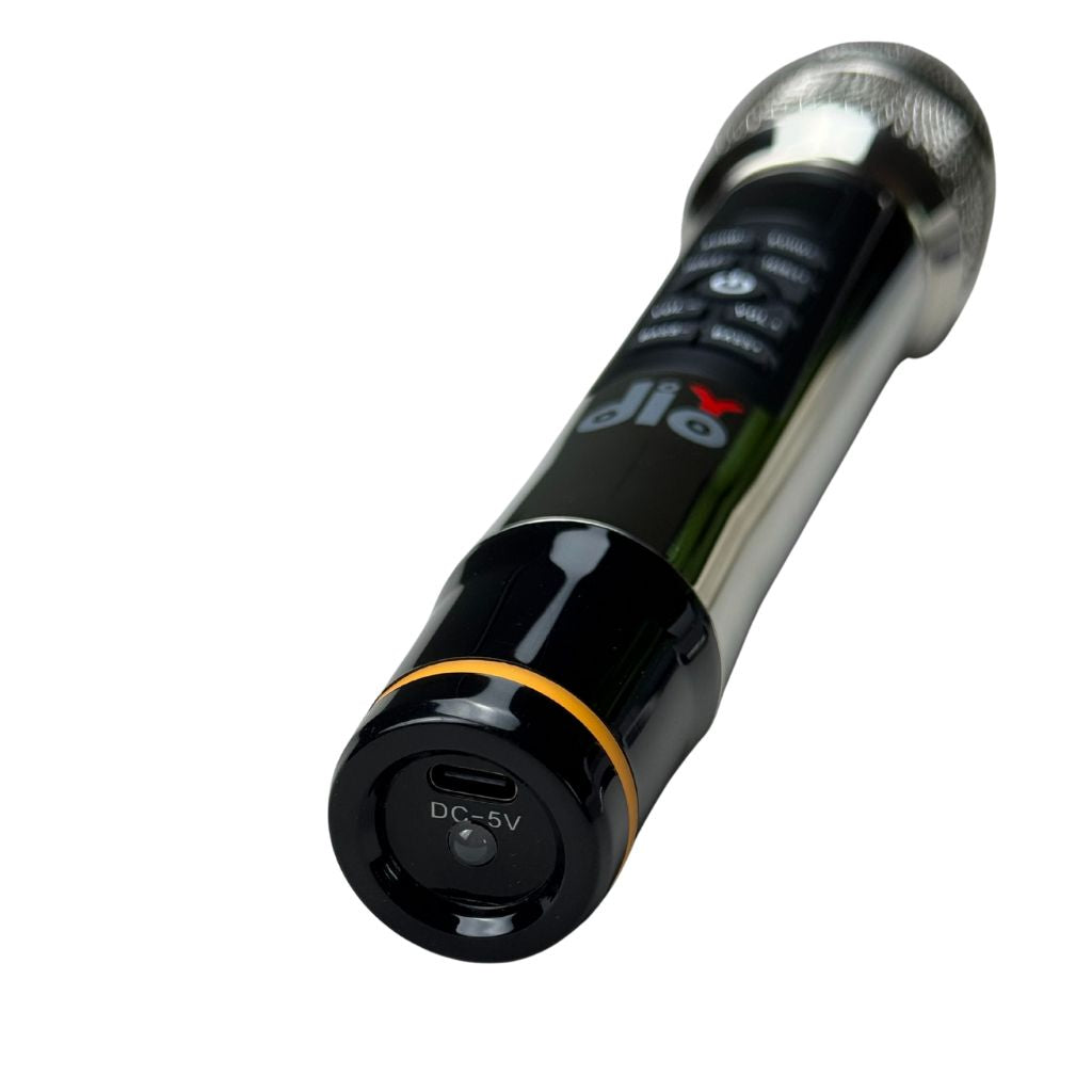 Two diodiy's wireless microphones sliver adjustable for treble bass volume and echo perfect for karaoke events parties stage going live UHF transmission technique