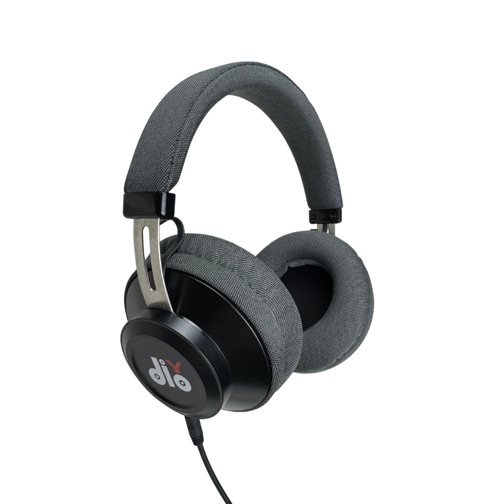 Gray DioDIY's signature monitor headphones with a visible brand logo on a white background