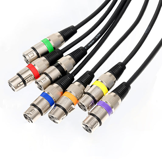 Set of audio cables with color-coded connectors on a white background; DIODIY XLR 3-pin male to female professional cables